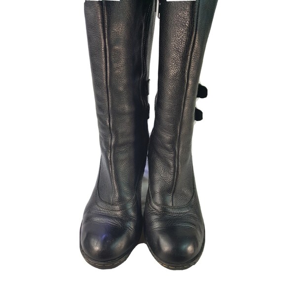 BornY2K 90s Boots women's black leather knee high block heel Size 10 M - Picture 5 of 8